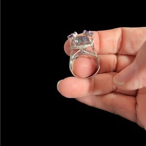 Statement Mystic topaz and amethyst ring